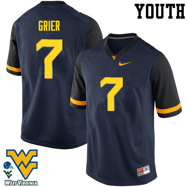 NCAA Youth Will Grier West Virginia Mountaineers Navy #7 Nike Stitched Football College Authentic Jersey FU23N28RW